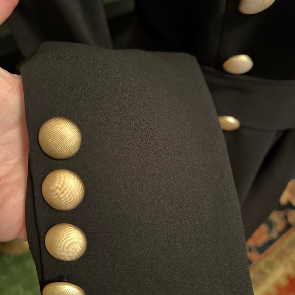 Misha CollectionMilitary Style Black Belted Coat with Gold Buttons-6 - Picture 5 of 9